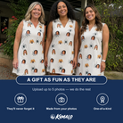 Friends in matching Women's Tarantula Tango Custom Face V-Neck Dress — a group gift photo