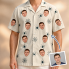 Man wearing Men's Tarantula Tango Custom Face Hawaiian Shirt — custom faces printed all-over