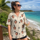 Real-life photo of someone wearing Women's Tarantula Tango Custom Face Hawaiian Shirt — custom faces printed all-over