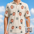 Man wearing Men's Tarantula Tango Custom Face Polo Shirt — custom faces printed all-over