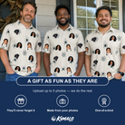 Friends in matching Men's Tarantula Tango Custom Face Polo Shirt — a group gift photo