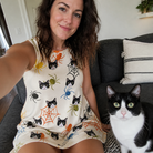Selfie with the pet whose face is printed all over this Women's Creepy Crawlers Custom Cat Face Tank Dress