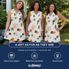 Friends in matching Women's Creepy Crawlers Custom Face V-Neck Dress — a group gift photo