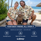 Friends in matching Men's Creepy Crawlers Custom Dog Face Hawaiian Shirt — a group gift photo