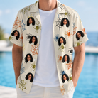 Man wearing Men's Creepy Crawlers Custom Face Hawaiian Shirt open over a white tee
