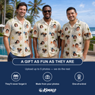 Friends in matching Men's Creepy Crawlers Custom Face Hawaiian Shirt — a group gift photo
