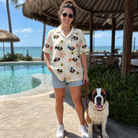Full-length photo with the pet printed all over this Women's Creepy Crawlers Custom Dog Face Hawaiian Shirt
