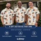 Friends in matching Men's Creepy Crawlers Custom Face Polo Shirt — a group gift photo