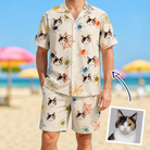 Man wearing Men's Creepy Crawlers Custom Cat Face Shirt & Shorts Set — custom faces printed all-over