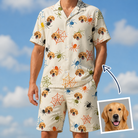 Man wearing Men's Creepy Crawlers Custom Dog Face Shirt & Shorts Set — custom faces printed all-over