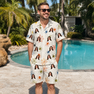 Real-life photo of someone wearing Men's Creepy Crawlers Custom Face Shirt & Shorts Set — custom faces printed all-over