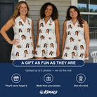 Friends in matching Women's Eight-Legged Elegance Custom Face V-Neck Dress — a group gift photo