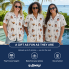 Friends in matching Women's Eight-Legged Elegance Custom Face Hawaiian Shirt — a group gift photo