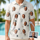 Man wearing Men's Eight-Legged Elegance Custom Face Polo Shirt — custom faces printed all-over