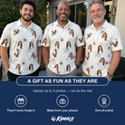 Friends in matching Men's Eight-Legged Elegance Custom Face Polo Shirt — a group gift photo