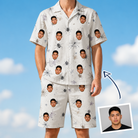 Man wearing Men's Eight-Legged Elegance Custom Face Shirt & Shorts Set — custom faces printed all-over