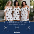 Friends in matching Women's Midnight Webbing Custom Face Off-Shoulder Dress — a group gift photo