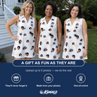 Friends in matching Women's Midnight Webbing Custom Face V-Neck Dress — a group gift photo