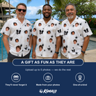 Friends in matching Men's Midnight Webbing Custom Face Hawaiian Shirt — a group gift photo