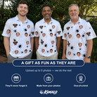 Friends in matching Men's Midnight Webbing Custom Face Polo Shirt — a group gift photo