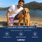 Friends in matching Men's Spider Social Custom Dog Face Beach Shorts — a group gift photo