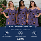 Friends in matching Women's Spider Social Custom Face Off-Shoulder Dress — a group gift photo