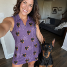 Selfie with the pet whose face is printed all over this Women's Spider Social Custom Dog Face V-Neck Dress