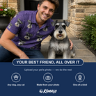 Friends in matching Men's Spider Social Custom Dog Face Polo Shirt — a group gift photo