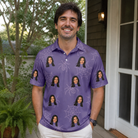 Real-life photo of someone wearing Men's Spider Social Custom Face Polo Shirt — custom faces printed all-over