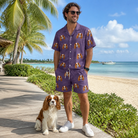 Full-length photo with the pet printed all over this Men's Spider Social Custom Dog Face Shirt & Shorts Set