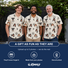Friends in matching Men's Spooky Spinners Custom Face Polo Shirt — a group gift photo