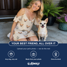 Friends in matching Women's Cucurbit Chuckles Custom Dog Face Off-Shoulder Dress — a group gift photo