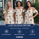 Friends in matching Women's Cucurbit Chuckles Custom Face Off-Shoulder Dress — a group gift photo