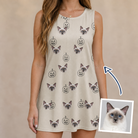 Woman wearing Women's Cucurbit Chuckles Custom Cat Face Tank Dress — custom faces printed all-over