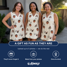 Friends in matching Women's Cucurbit Chuckles Custom Face V-Neck Dress — a group gift photo