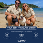 Friends in matching Men's Cucurbit Chuckles Custom Dog Face Hawaiian Shirt — a group gift photo