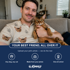 Friends in matching Men's Cucurbit Chuckles Custom Cat Face Polo Shirt — a group gift photo