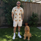 Full-length photo with the pet printed all over this Men's Cucurbit Chuckles Custom Dog Face Polo Shirt