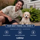 Friends in matching Men's Cucurbit Chuckles Custom Dog Face Polo Shirt — a group gift photo
