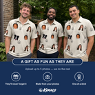 Friends in matching Men's Cucurbit Chuckles Custom Face Polo Shirt — a group gift photo