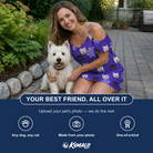 Friends in matching Women's Leggy Lurkers Custom Dog Face Off-Shoulder Dress — a group gift photo