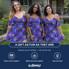 Friends in matching Women's Leggy Lurkers Custom Face Off-Shoulder Dress — a group gift photo