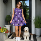 Full-length photo with the pet printed all over this Women's Leggy Lurkers Custom Dog Face Tank Dress
