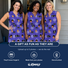 Friends in matching Women's Leggy Lurkers Custom Face V-Neck Dress — a group gift photo