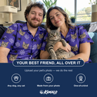 Friends in matching Men's Leggy Lurkers Custom Cat Face Hawaiian Shirt — a group gift photo