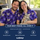 Friends in matching Women's Leggy Lurkers Custom Cat Face Hawaiian Shirt — a group gift photo