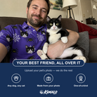 Friends in matching Men's Leggy Lurkers Custom Cat Face Polo Shirt — a group gift photo