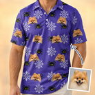 Man wearing Men's Leggy Lurkers Custom Dog Face Polo Shirt — custom faces printed all-over
