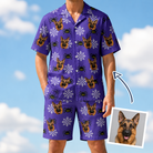Man wearing Men's Leggy Lurkers Custom Dog Face Shirt & Shorts Set — custom faces printed all-over