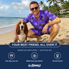 Friends in matching Men's Leggy Lurkers Custom Dog Face Shirt & Shorts Set — a group gift photo